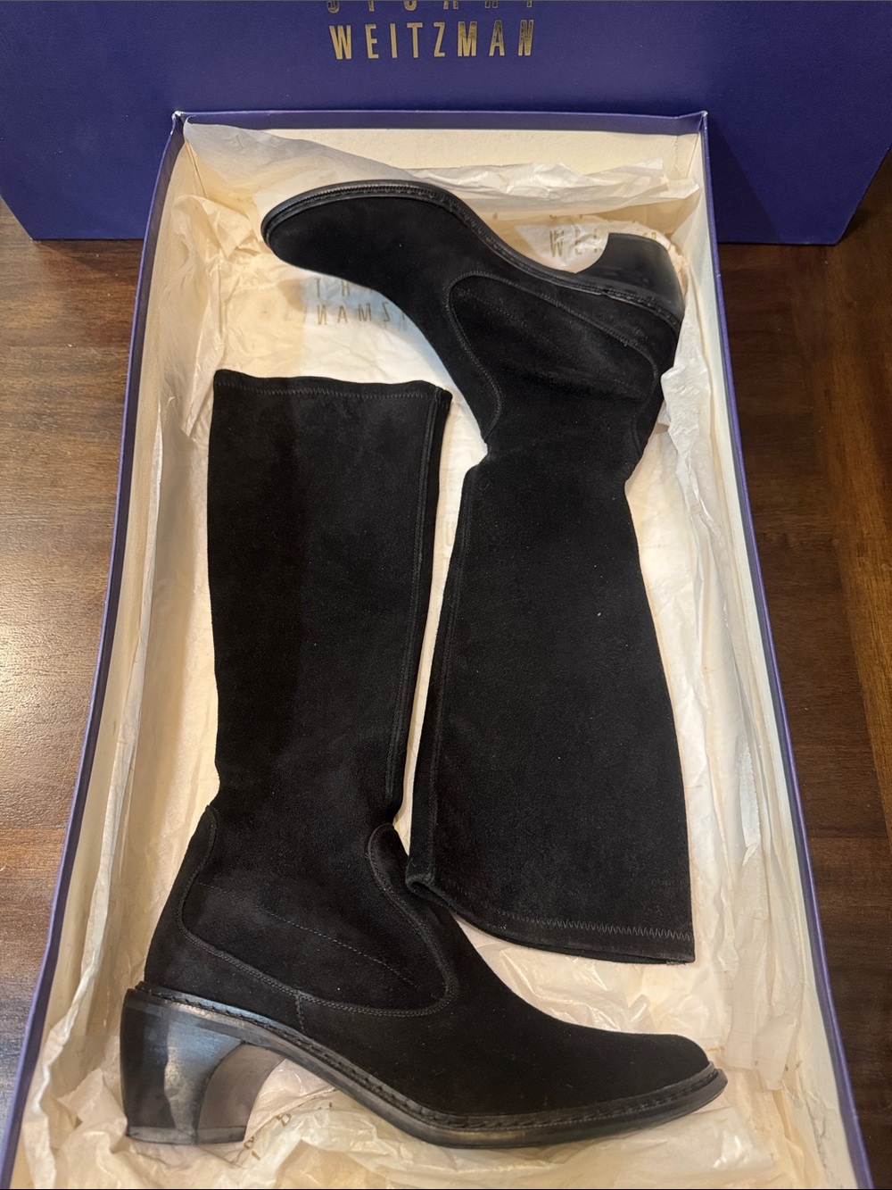 Stuart Weitzman Black Suede Knee-High Boots